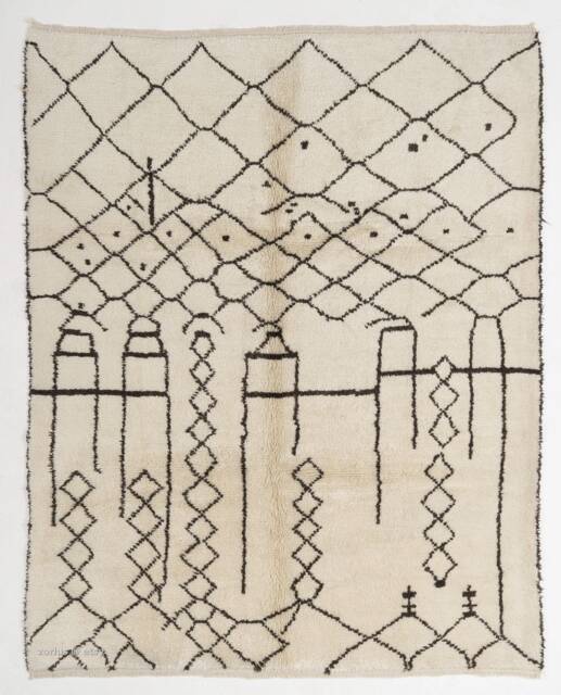 Hand Knotted Beni Ourain Rug Large Beige Moroccan Wool Rug - image 1
