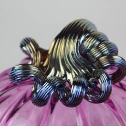 Pink & Gold Handblown Decorative Glass Pumpkin - thumbnail 2
