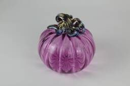 Pink & Gold Handblown Decorative Glass Pumpkin