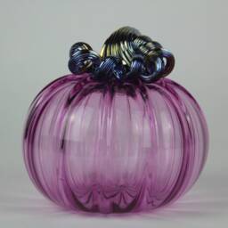 Pink & Gold Handblown Decorative Glass Pumpkin - thumbnail 3