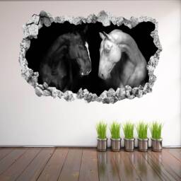 Black & White Horses Animal Wall Decal Sticker Mural Poster Print Art Home Bedroom Office Decor Kr54 - thumbnail 3
