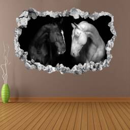 Black & White Horses Animal Wall Decal Sticker Mural Poster Print Art Home Bedroom Office Decor Kr54 - thumbnail 2