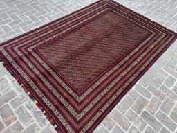 6x9 Handmade Afghan Bukhara Wool Rug - Elegant Traditional Motif Distinctive Oriental Area Carpet For Lounge, Dining Space Or Office D??cor