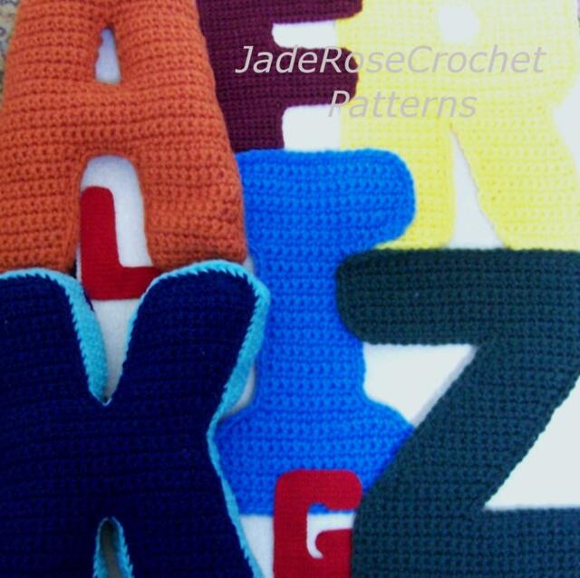 Crochet Alphabet Pattern, Letters in 5 Sizes Up To 12 Inches, 3D Pillows Block Letters, Appliques, 7 Embellishments, Free Plus Sign - image 1