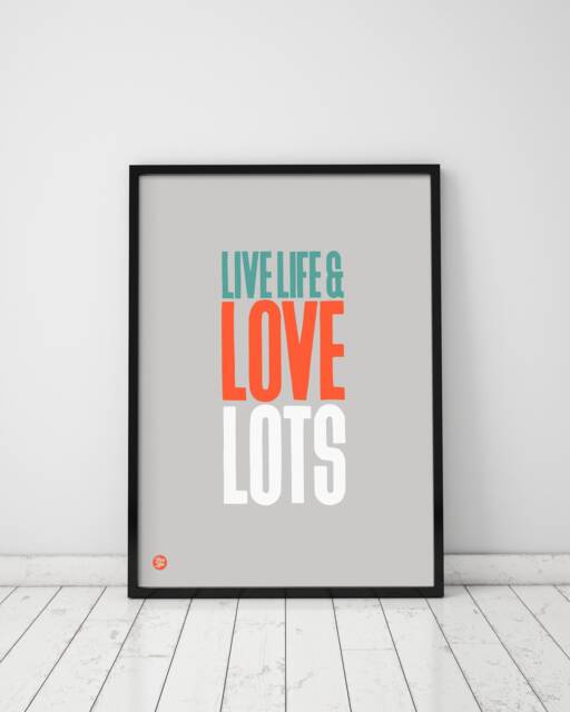 Live Life Love Lots Art Print, Inspirational Typography, Kitchen Wall Decor - image 1