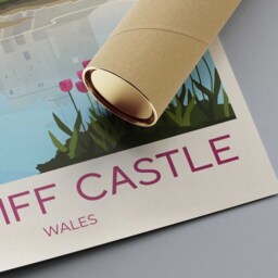 Cardiff Castle Travel Poster - Welsh Print Wall Art - thumbnail 3