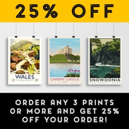 Cardiff Castle Travel Poster - Welsh Print Wall Art - thumbnail 2