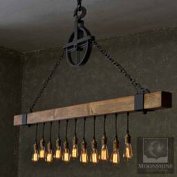 Lighting, Rustic Chandelier, Wood Beam Light, Bar Hanging Light Fixture, Kitchen Lighting - thumbnail 1