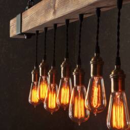 Lighting, Rustic Chandelier, Wood Beam Light, Bar Hanging Light Fixture, Kitchen Lighting - thumbnail 2