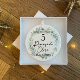 Personalised First Home Christmas Ornament - Ceramic Bauble Keepsake