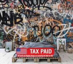 Graffiti Street Wallpaper Mural, Urban Abstract Art, Peel & Stick Wall Decal - thumbnail 1