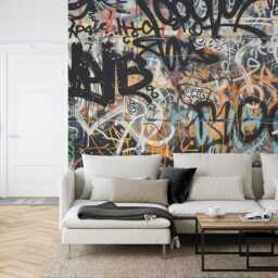 Graffiti Street Wallpaper Mural, Urban Abstract Art, Peel & Stick Wall Decal - thumbnail 2