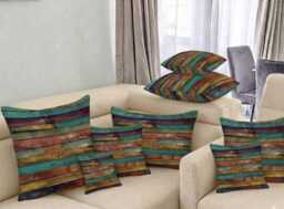 Handmade By Order Multicoloured Paint Art On Antique Wooden Panels Print Velvet Cushions Cover All Sizes - thumbnail 1