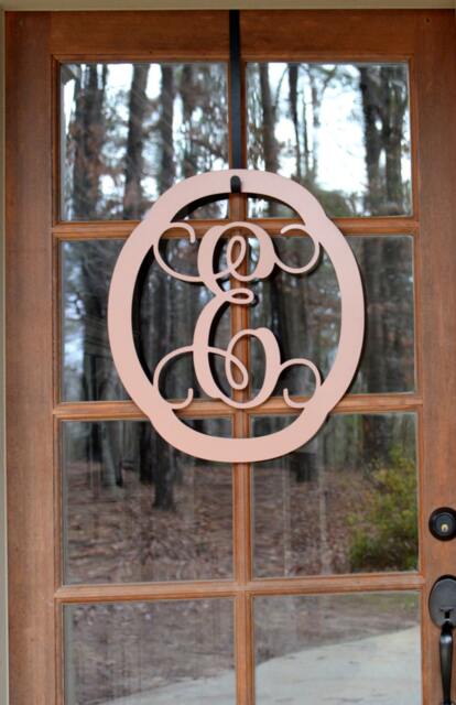 Metal Monogram Letter, Wreath, Door Hanger Monogram, New Oval Monogramed Wall Art - image 1