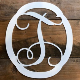 Metal Monogram Letter, Wreath, Door Hanger Monogram, New Oval Monogramed Wall Art - thumbnail 2