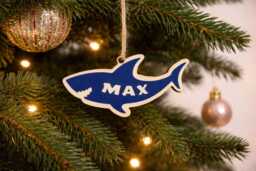 Personalised Shark Christmas Ornament Wooden Kids Tree Decoration - thumbnail 1