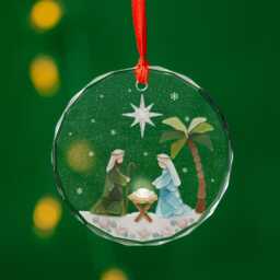 Nativity Christmas Seaglass Ornament, Scene Christian Gift, Baby Jesus Religious Xmas Home Keepsake - thumbnail 3