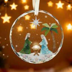 Nativity Christmas Seaglass Ornament, Scene Christian Gift, Baby Jesus Religious Xmas Home Keepsake - thumbnail 4