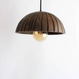 Handmade Ash Wood Pendant Light, Farmhouse Chandelier, Brown - thumbnail 2