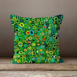 Green Peacock Feather Cushion Cover-Animal Design Pillow Case-Decorative Case-Tropical Cover-Gift For Her-Handmade Material - thumbnail 3