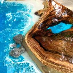 Personalized Live Edge Resin Dining Table Blue Ocean Epoxy, Reclaimed Wood - thumbnail 2