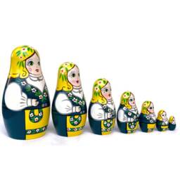 Handmade Sweden Nesting Dolls Traditional Folk Costume, Set Of 7 - thumbnail 3