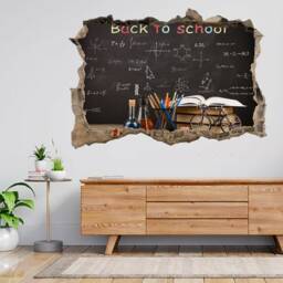 Books On The Desk Over Blackboard 3D Smashed View Wall Sticker Poster Decal A762 - thumbnail 1