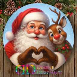 Santa & Reindeer Christmas Wreath Sign, Santa Sign, Xmas Door Plaque, Holiday Season Home D??cor, Door Decor - thumbnail 3
