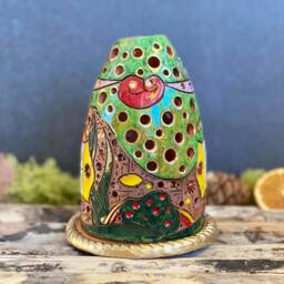 Handmade Ceramic Fairy House Tealight Candle Holder, Home Decor - thumbnail 3