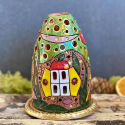 Handmade Ceramic Fairy House Tealight Candle Holder, Home Decor - thumbnail 2