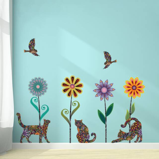 Cats & Flowers Wall Decal Set - image 1