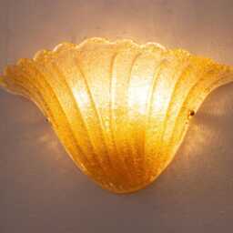 Set Of 2 Elegant Amber Murano Glass Wall Sconce With Grit, Lamp Made in Italy - thumbnail 2