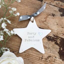 Personalised 40Th Birthday Gift - Best Friend Present For Her Ceramic Star Hand Stamped Decoration - thumbnail 3