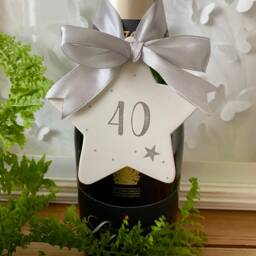 Personalised 40Th Birthday Gift - Best Friend Present For Her Ceramic Star Hand Stamped Decoration - thumbnail 2