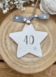Personalised 40Th Birthday Gift - Best Friend Present For Her Ceramic Star Hand Stamped Decoration - thumbnail 1