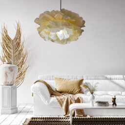 Crepe Paper Flower Chandelier Soft Yellow Floral Pendant Lamp - thumbnail 2