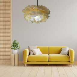 Crepe Paper Flower Chandelier Soft Yellow Floral Pendant Lamp - thumbnail 3