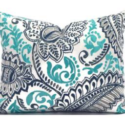 Outdoor Pillow Cover With Zippers, Easy To Use & Washable, Patina Blue & Turquoise Shannon Ocean - thumbnail 3
