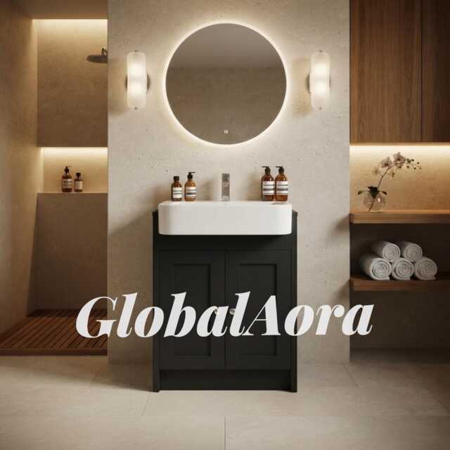 Bathroom Vanity Unit With Basin - Matte Grey Floor-standing Washstand Modern Cabinet Soft-Close Doors - image 1