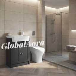 Bathroom Vanity Unit With Basin - Matte Grey Floor-standing Washstand Modern Cabinet Soft-Close Doors - thumbnail 4