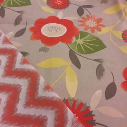 Mod Floral Or Chevron Stripes Orange Tan Yellow Outdoor Print Pillow Cover - thumbnail 2