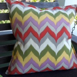 Mod Floral Or Chevron Stripes Orange Tan Yellow Outdoor Print Pillow Cover