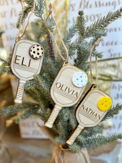 Personalized Wooden Pickleball Christmas Ornament Sports Player Gift - image 1
