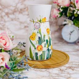 Handmade Decoupaged Glass Vase, Daffodil Flowers Vase, Flower Vase, Home Decor, Gift For Her, Gift Mum, Birthday Gift, New Home Gift - thumbnail 3
