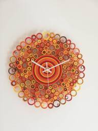 Wall Clock, Paper Unique Kitchen Decor, Housewarming Gift, Quilling Art, Made in Italy - thumbnail 1
