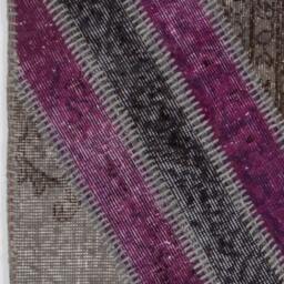 Union Jack Patchwork Rug Purple & Gray British Flag, Hand-stitched - thumbnail 4