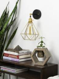 Brass Diamond Modern Black & Wall Sconce - Custom Finish Led Or Antique Bulbs Lighting Bedroom Bedside Lamp - thumbnail 1