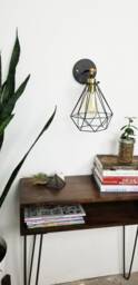 Brass Diamond Modern Black & Wall Sconce - Custom Finish Led Or Antique Bulbs Lighting Bedroom Bedside Lamp - thumbnail 2