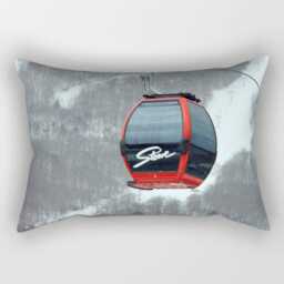 Gondola, Pillow Or Cover Ski Decor, Home Lodge House Winter Interior Design, Red, Snow, Skiing Gifts - thumbnail 2