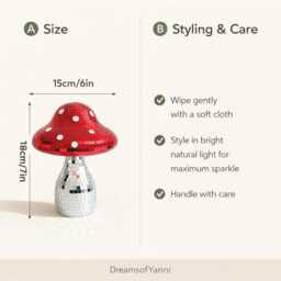 Disco Mushroom Lamp Decor - Mirror Ball Light Colorful Funky Shelf Party Gift Idea - thumbnail 3